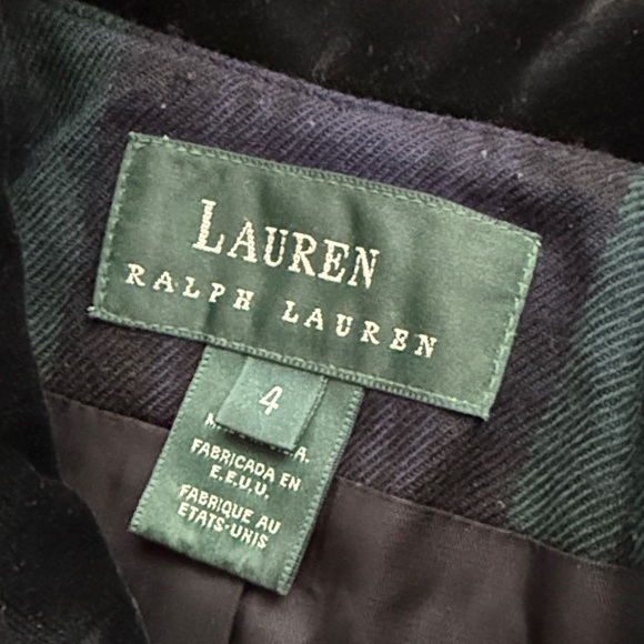 Lauren Ralph Lauren blue green plaid double breasted wool blazer - Picture 12 of 14